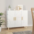 vidaXL Sideboard Hochglanz-Weiß 90x34x80 cm Holzwerkstoff