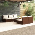 vidaXL 6-tlg. Garten-Lounge-Set mit Kissen Poly Rattan Braun