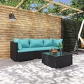 vidaXL 4-tlg. Garten-Lounge-Set mit Kissen Poly Rattan Schwarz