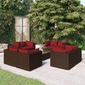 vidaXL 9-tlg. Garten-Lounge-Set mit Kissen Poly Rattan Braun