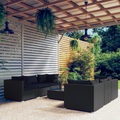 vidaXL 7-tlg. Garten-Lounge-Set mit Kissen Poly Rattan Schwarz