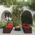 vidaXL 9-tlg. Garten-Lounge-Set mit Kissen Poly Rattan Braun