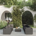 vidaXL 9-tlg. Garten-Lounge-Set mit Auflagen Poly Rattan Grau