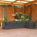 vidaXL 5-tlg. Garten-Lounge-Set mit Kissen Poly Rattan Grau