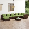vidaXL 8-tlg. Garten-Lounge-Set mit Kissen Poly Rattan Braun