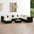 vidaXL 8-tlg. Garten-Lounge-Set mit Kissen Poly Rattan Schwarz