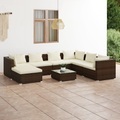 vidaXL 8-tlg. Garten-Lounge-Set mit Kissen Poly Rattan Braun