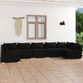 vidaXL 7-tlg. Garten-Lounge-Set mit Kissen Poly Rattan Schwarz