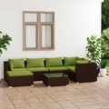 vidaXL 7-tlg. Garten-Lounge-Set mit Kissen Poly Rattan Braun