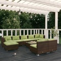 vidaXL 10-tlg. Garten-Lounge-Set mit Kissen Braun Poly Rattan