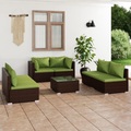 vidaXL 7-tlg. Garten-Lounge-Set mit Kissen Poly Rattan Braun