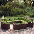 vidaXL 11-tlg. Garten-Lounge-Set mit Kissen Braun Poly Rattan