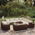 vidaXL 12-tlg. Garten-Lounge-Set mit Kissen Braun Poly Rattan