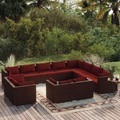 vidaXL 12-tlg. Garten-Lounge-Set mit Kissen Braun Poly Rattan