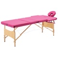Massagetisch Klappbar 3 Zonen Holz Rosa