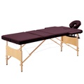 Lightwin, Massagetisch Klappbar 3 Zonen Holz Dunkellila