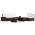 4-tlg. Garten-Lounge-Set Poly Rattan Braun