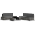 5-tlg. Garten-Lounge-Set Poly Rattan Grau