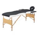 vidaXL Massagetisch Klappbar 2 Zonen Holz Schwarz und Weiß
