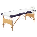 vidaXL Massagetisch Klappbar 2 Zonen Holz Weiß und Lila
