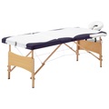 vidaXL Massagetisch Klappbar 3 Zonen Holz Weiß und Lila