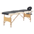 Massagetisch Klappbar 4 Zonen Holz Schwarz und Beige