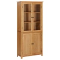 vidaXL, vidaXL Bücherschrank mit 4 Türen 80x35x180 cm Eiche Massivholz & Glas