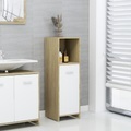 vidaXL Badezimmerschrank Weiß und Sonoma-Eiche 30x30x95 cm Spanplatte