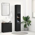 vidaXL Badezimmerschrank Schwarz 30x30x183,5 cm Spanplatte