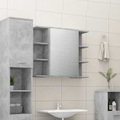 vidaXL Bad-Spiegelschrank Betongrau 80x20,5x64 cm Spanplatte
