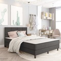 vidaXL, vidaXL Boxspringbett Dunkelgrau Stoff 180x200 cm
