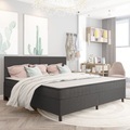 vidaXL, vidaXL Boxspringbett Dunkelgrau Stoff 200x200 cm
