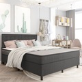 vidaXL, vidaXL Boxspringbett Dunkelgrau Stoff 180x200 cm