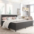 vidaXL, vidaXL Boxspringbett Dunkelgrau Stoff 200x200 cm