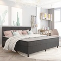 vidaXL, vidaXL Boxspringbett Dunkelgrau Stoff 200x200 cm