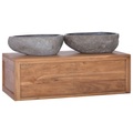 vidaXL Wand-Badschrank 90x45x30 cm Teak Massivholz