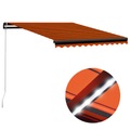 vidaXL, vidaXL Einziehbare Markise Handbetrieben LED 350x250 cm Orange Braun