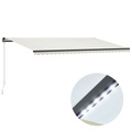 vidaXL, vidaXL Einziehbare Markise Handbetrieben mit LED 600×300 cm Creme