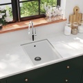 vidaXL, vidaXL Küchenspüle mit Überlauf Weiß Granit
