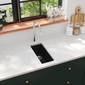 vidaXL, vidaXL Küchenspüle mit Überlauf Schwarz Granit