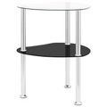 vidaXL Beistelltisch 2 Ablagen Transparent Schwarz 38x38x50cm Hartglas