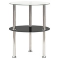 vidaXL Beistelltisch mit 2 Ablagen Transparent Schwarz 38 cm Hartglas