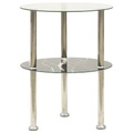 vidaXL Beistelltisch mit 2 Ablagen Transparent Schwarz 38 cm Hartglas