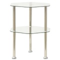 vidaXL Beistelltisch mit 2 Ablagen Transparent 38x38x50 cm Hartglas