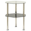 vidaXL Beistelltisch 2 Ablagen Transparent Schwarz 38x38x50cm Hartglas