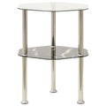 vidaXL Beistelltisch 2 Ablagen Transparent Schwarz 38x38x50cm Hartglas