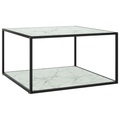 vidaXL Couchtisch Schwarz mit Weißem Glas Marmor-Optik 90x90x50 cm