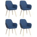 vidaXL Esszimmerstühle mit Armlehnen 4 Stk. Blau Stoff