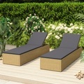 vidaXL Sonnenliege Poly Rattan Braun und Dunkelgrau
