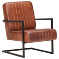 vidaXL Freischwinger Sessel Braun Echtleder